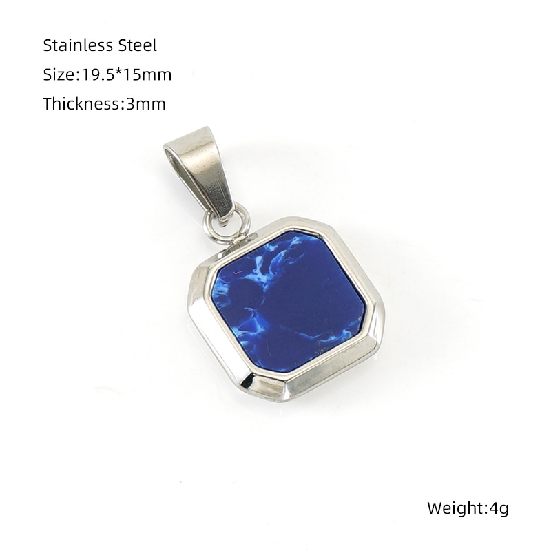 12:Steel color dark blue turquoise pendant