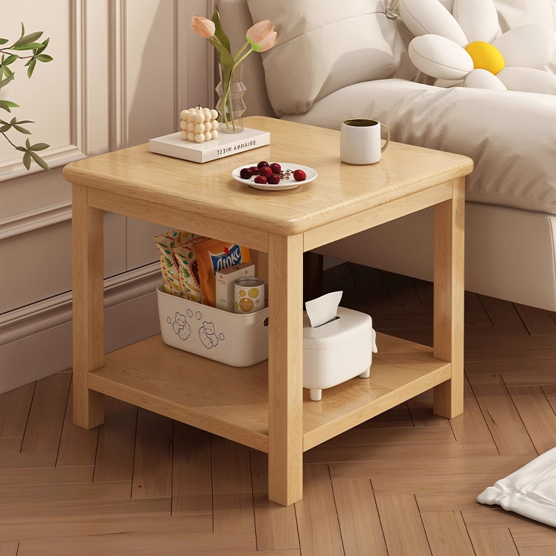 [solid wood leg side table] light walnut color 60*60cm