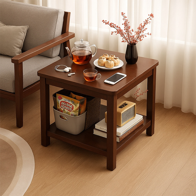 [solid wood leg side table] black walnut color 60*60cm