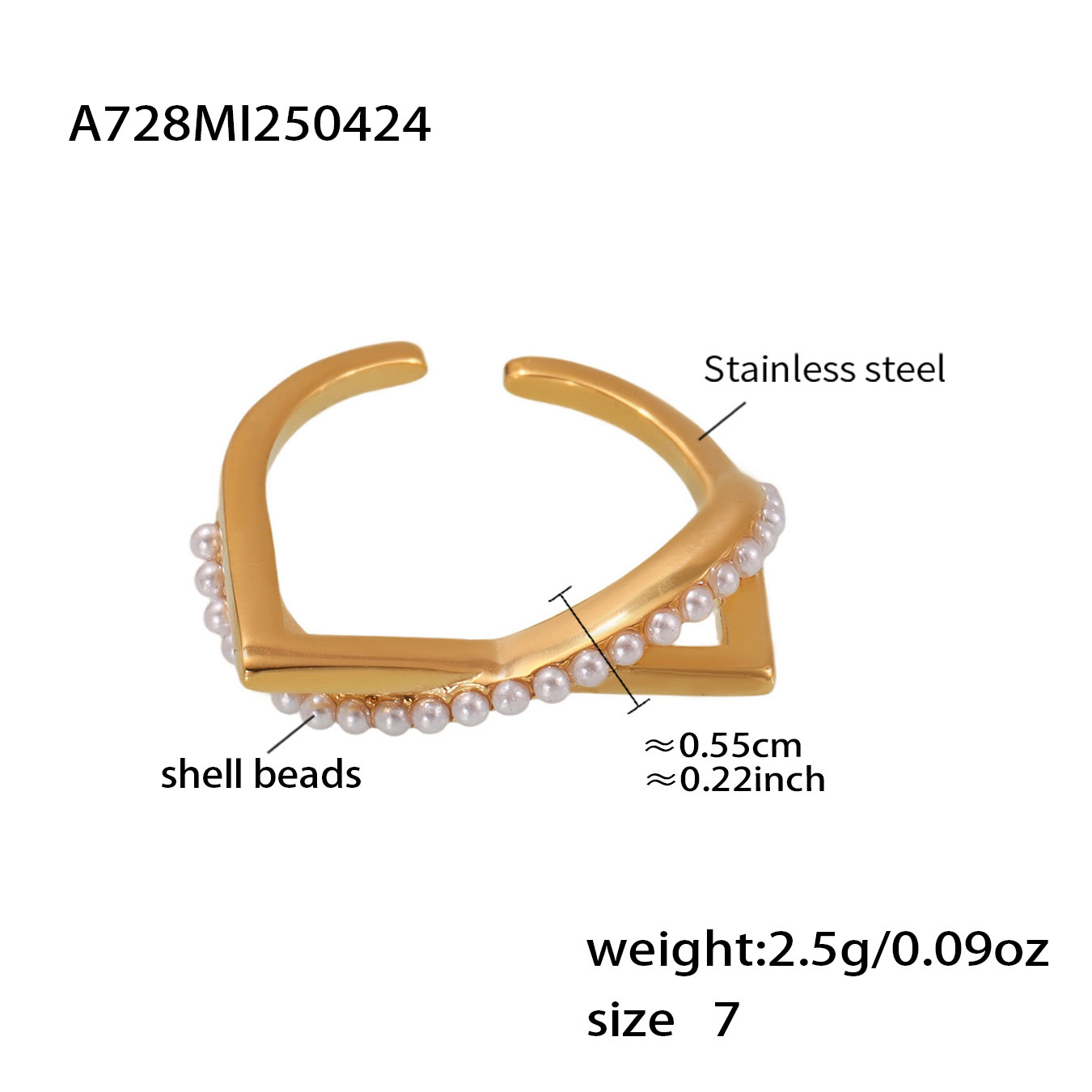 4:A728-gold shell bead ring