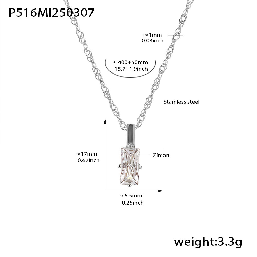 2:P516-steel color zircon necklace 40 5cm