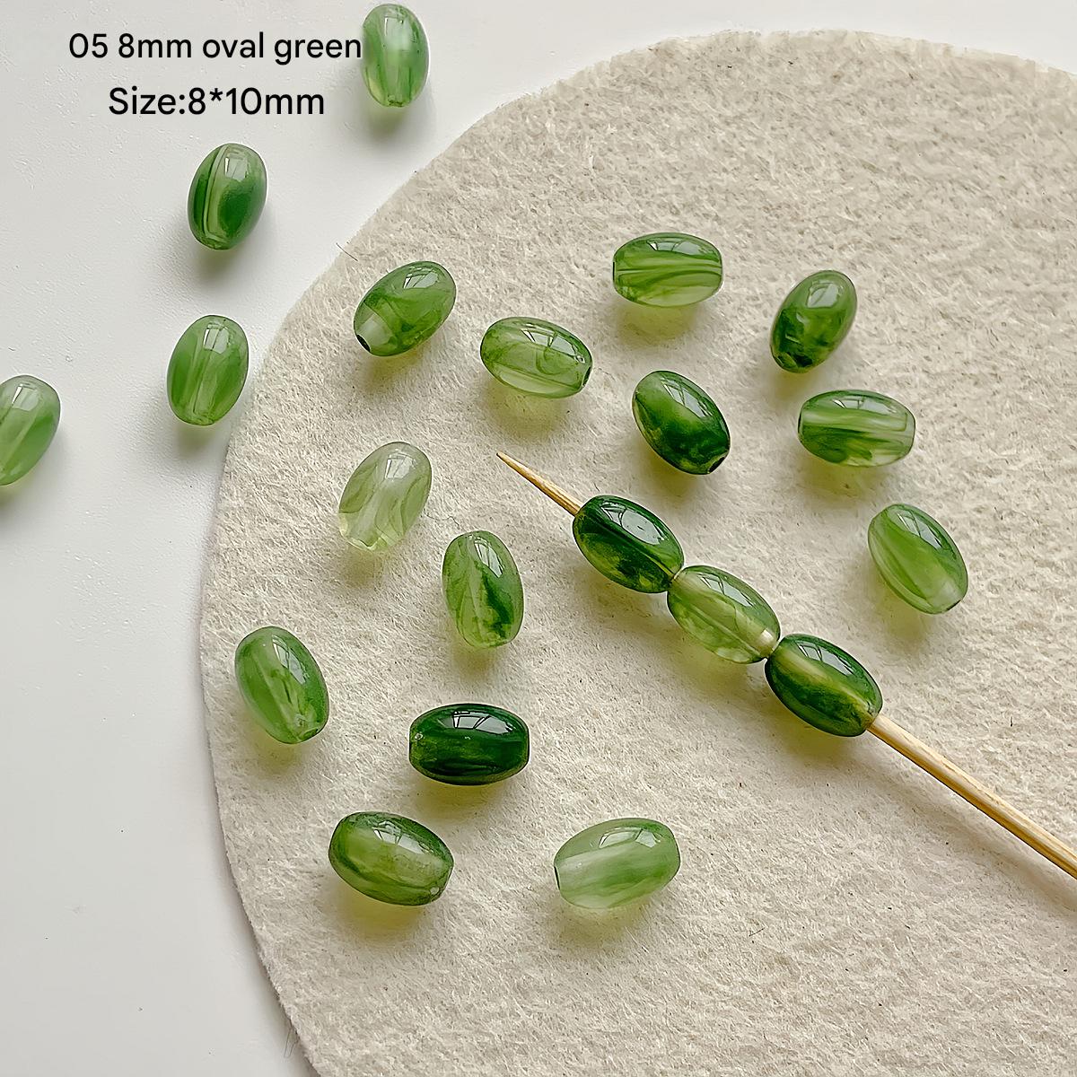 5:05 /8x10mm/green ovals (10)