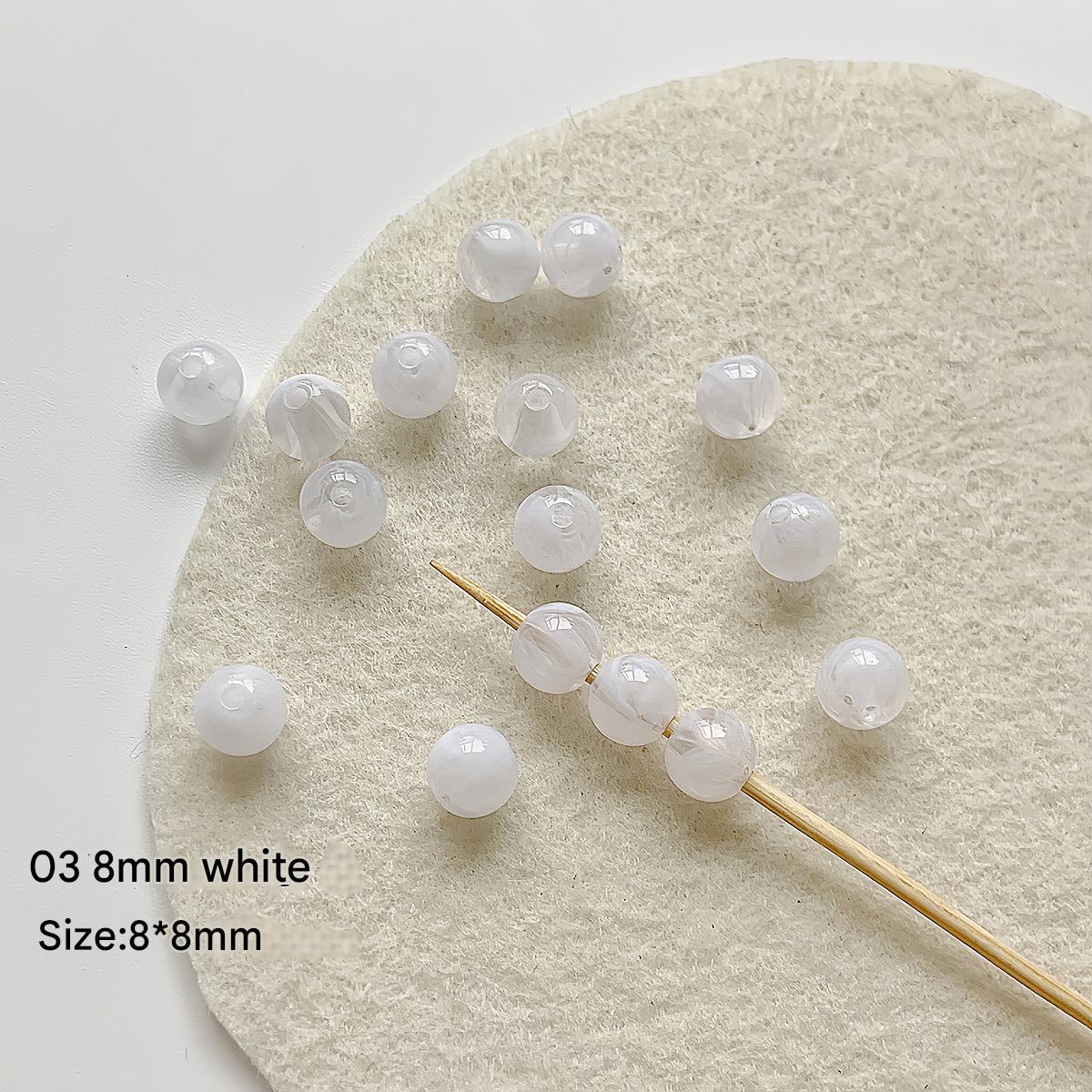 3:03 /8mm white round beads (10)