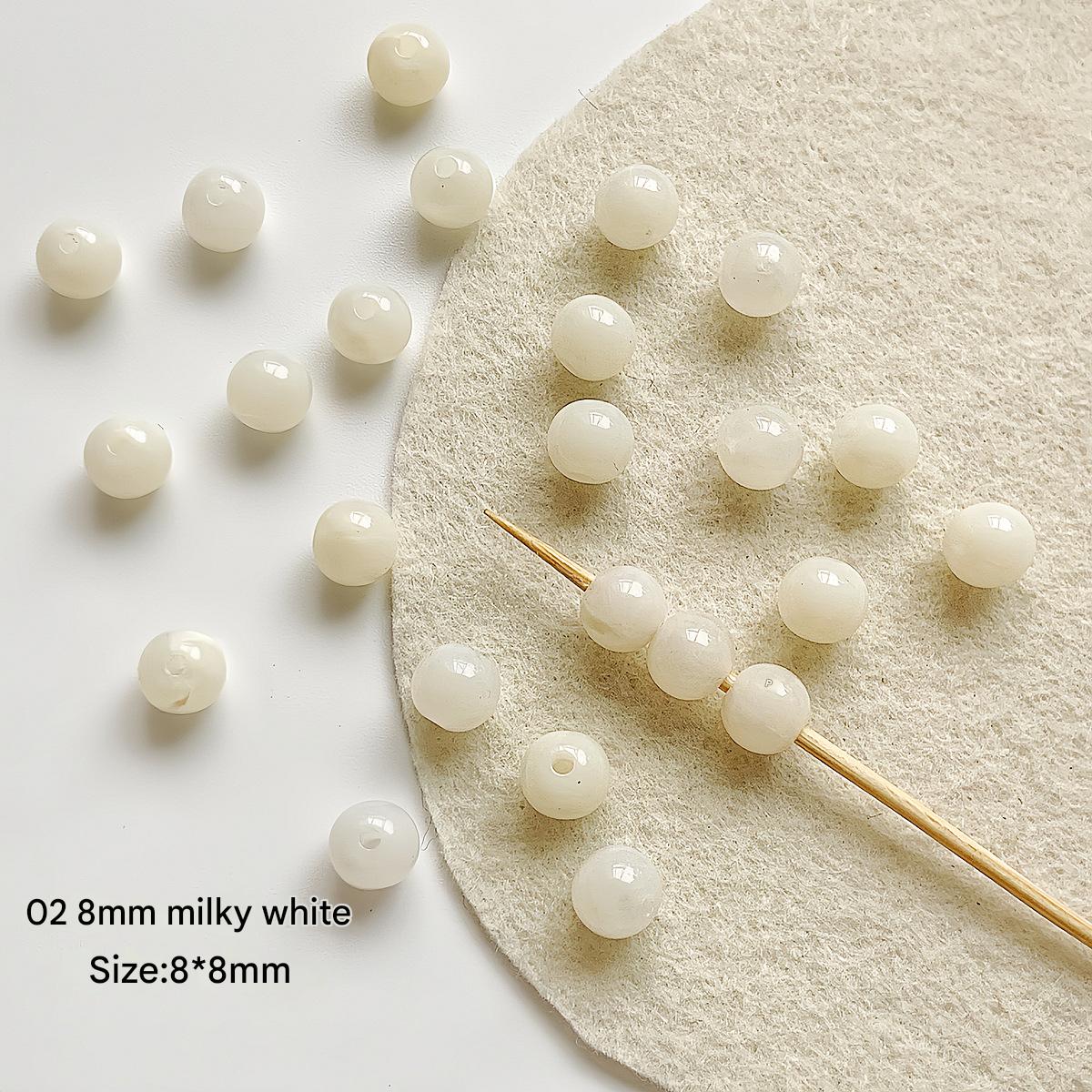 2:02 style /8mm milky white round beads (10 pcs)