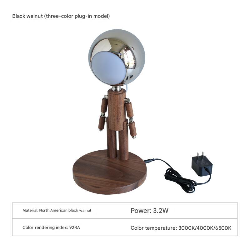 Black walnut plug-in three-color light