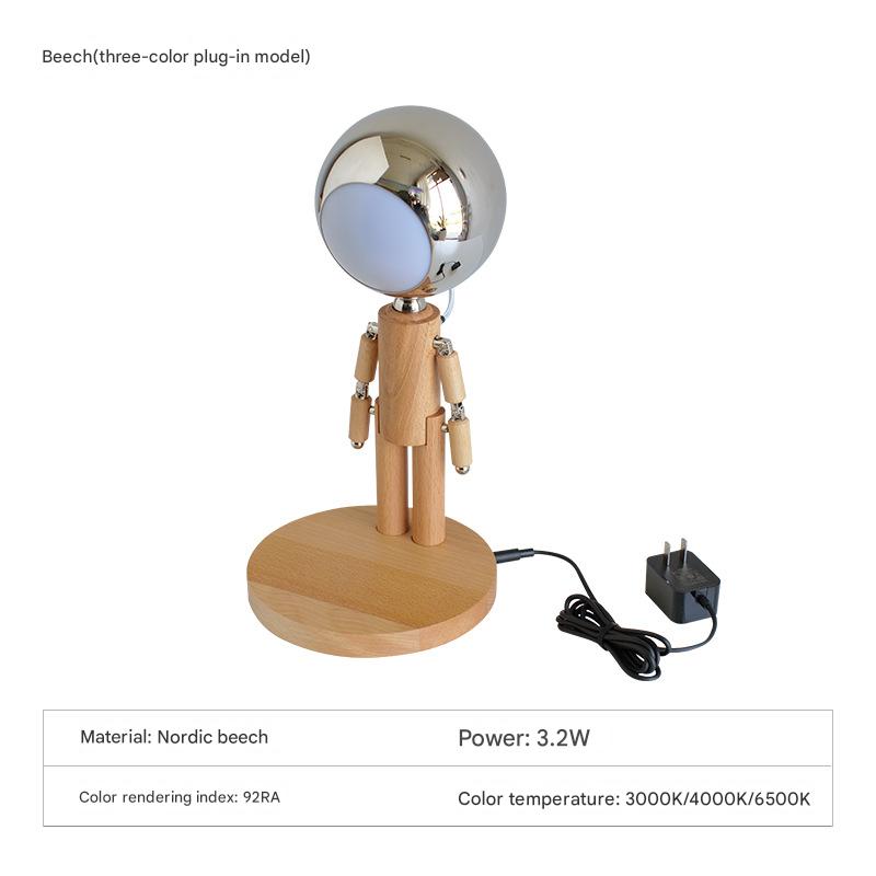 Beech wood plug-in three-color light