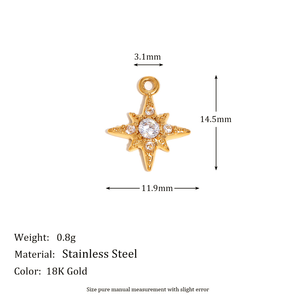 White zirconium eight star pendant-gold