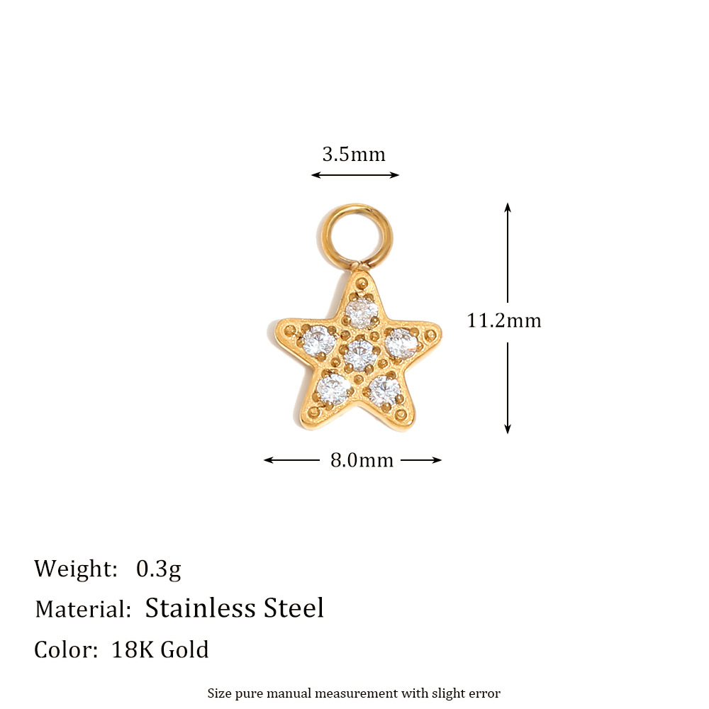 3:White zirconium five-pointed star pendant-gold
