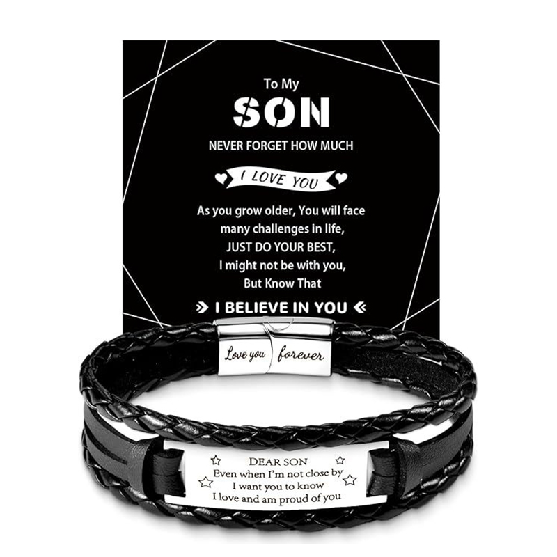 17:Black leather bracelet