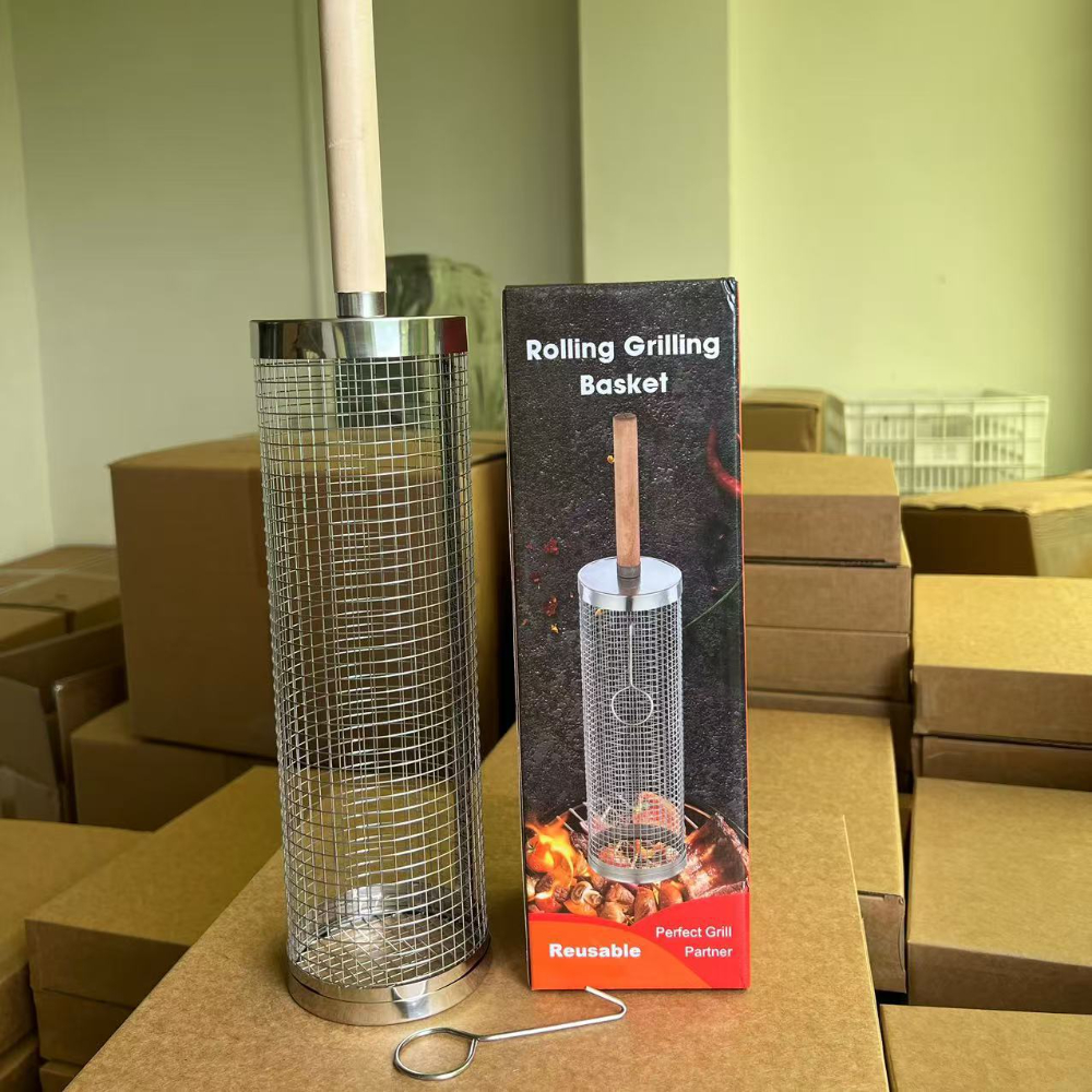 30*9.5cm large barbecue cage with wooden handle [with hook]