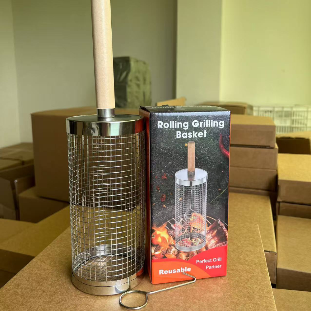 20*9.5cm small barbecue cage with wooden handle [with hook]