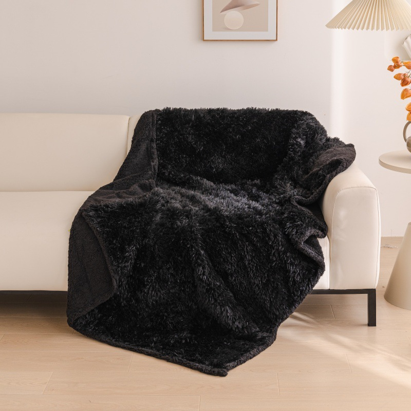 Long wool waterproof blanket black
