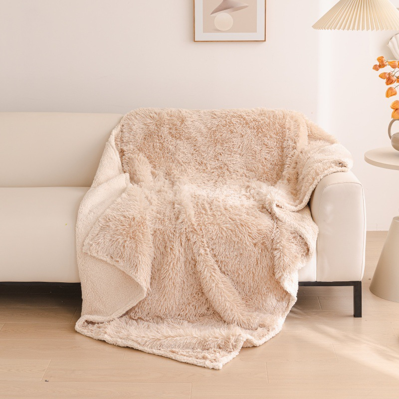 Long wool waterproof blanket beige