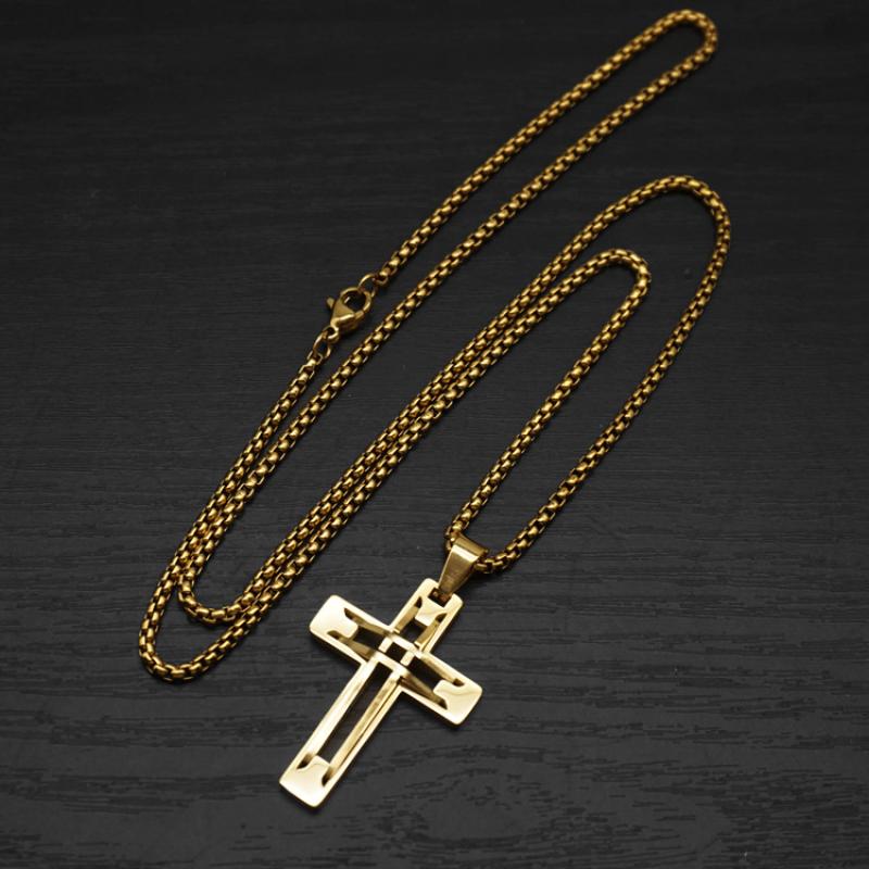 3:Gold with 2mm55cm square pearl chain