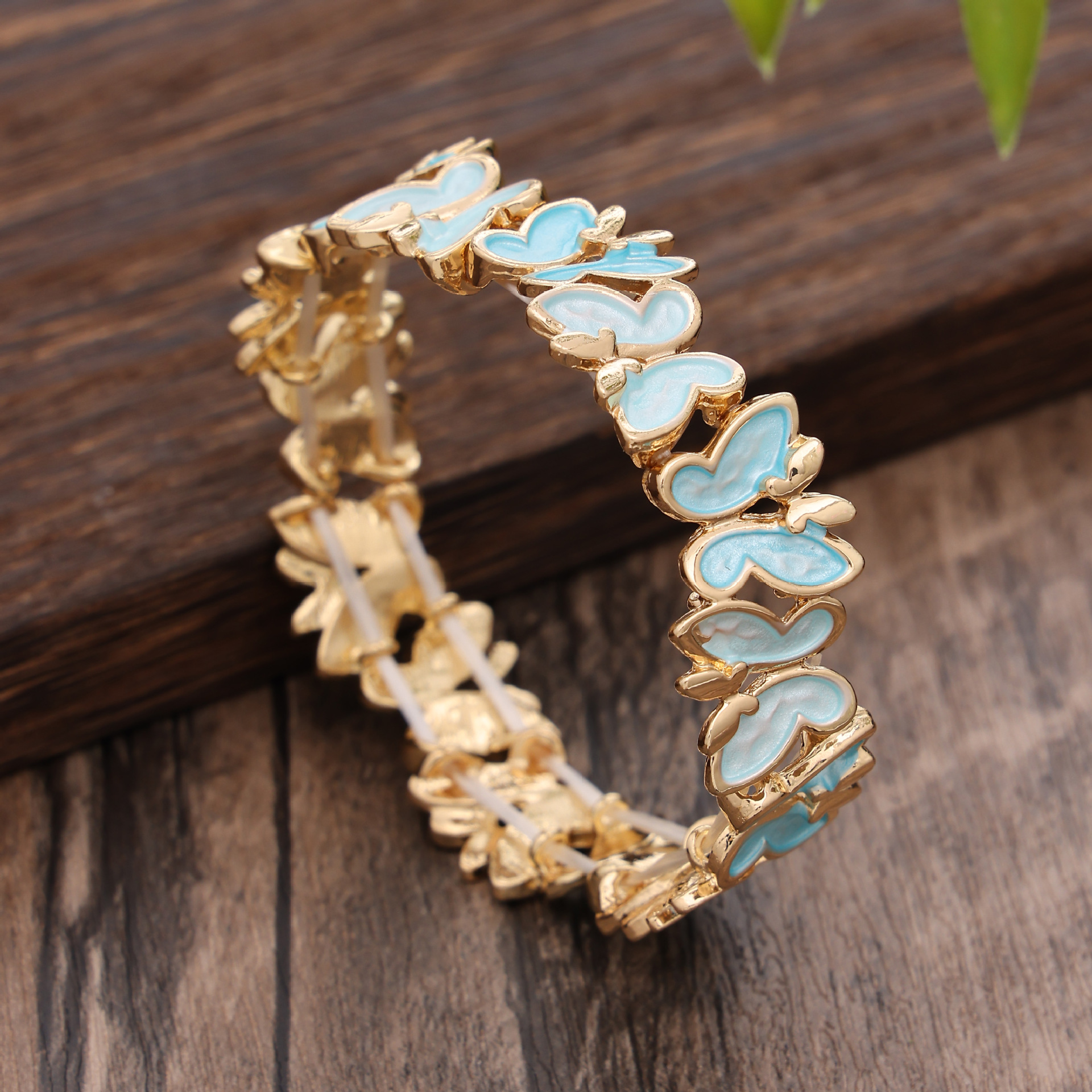 4:light blue butterfly bracelet-gold