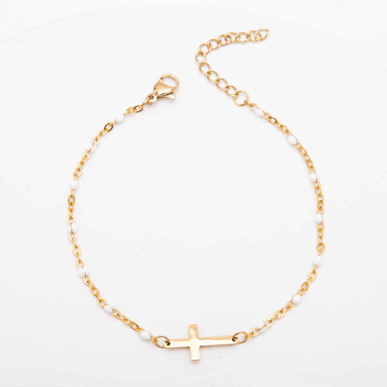 Golden White Bracelet:17-5cm