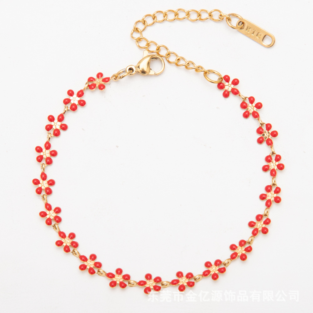 Petal Drop Glaze-Red Bracelet:17-5cm