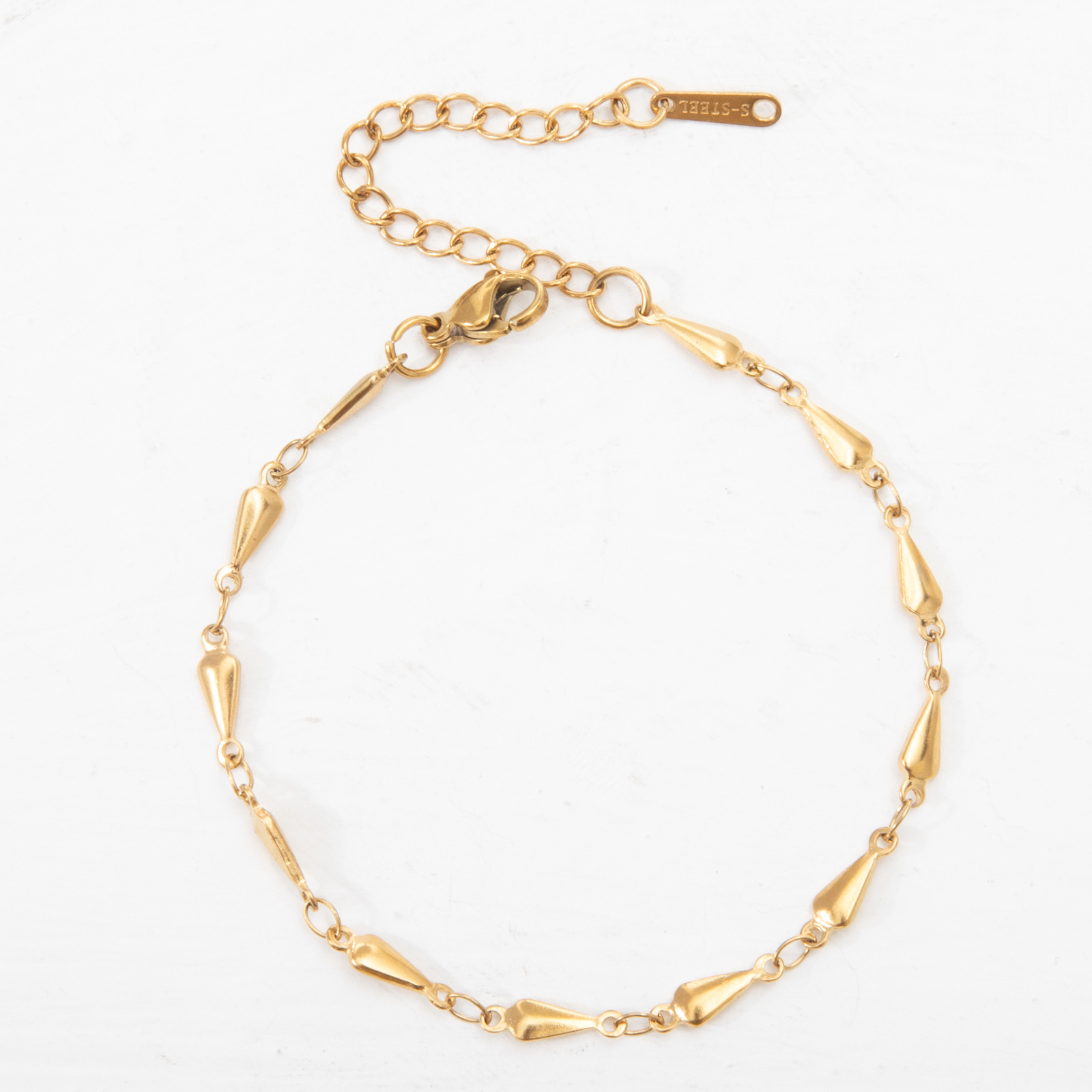 Water drop 3.5mm wide - gold Bracelet:17-5m