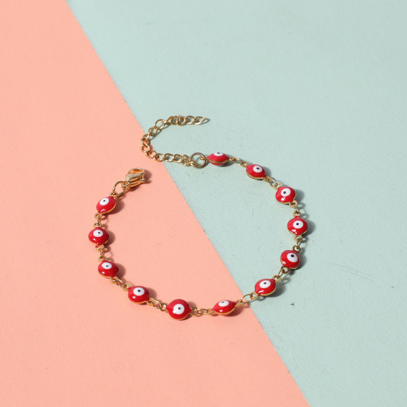 Gold   red Bracelet:17-5cm