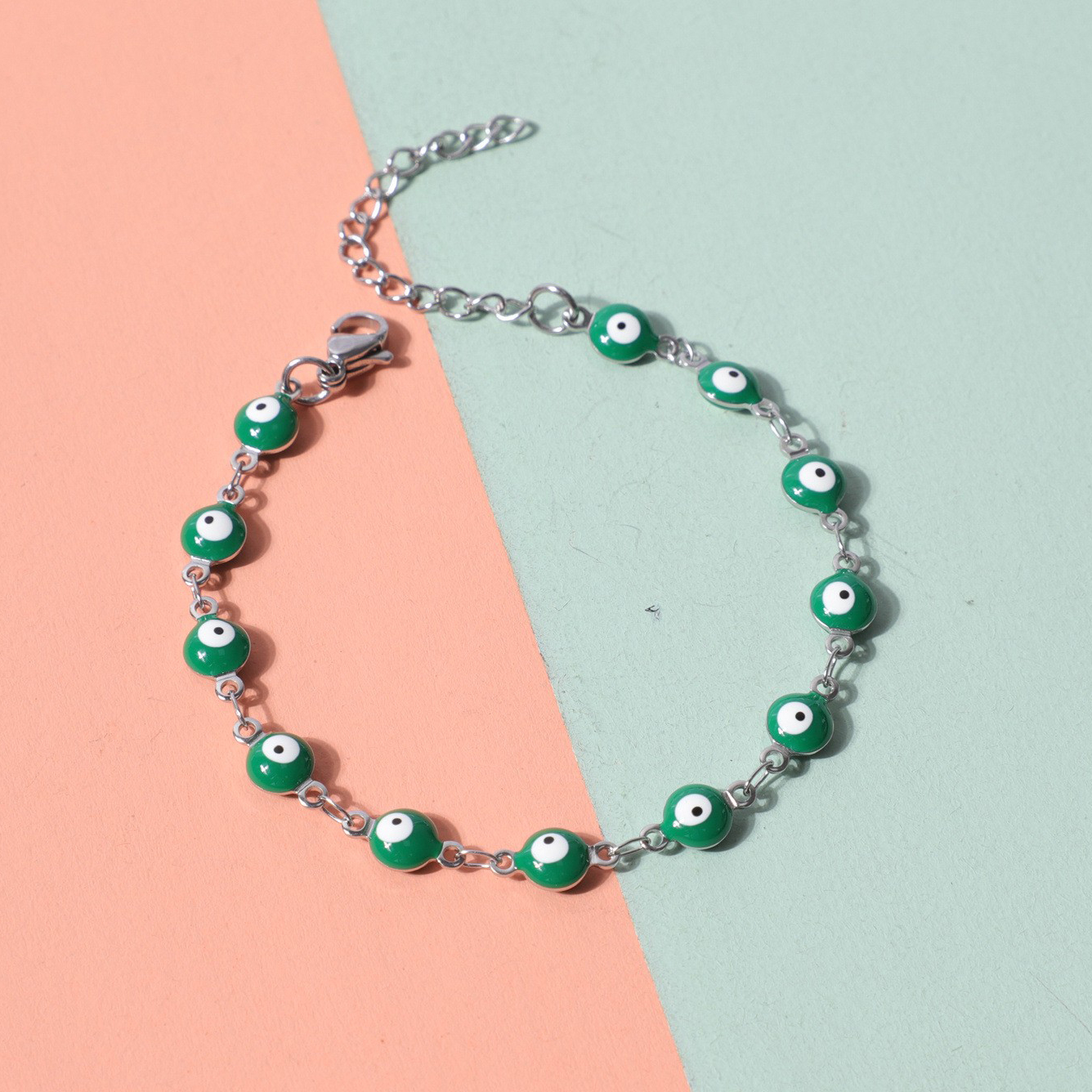 Steel   green Bracelet:17-5cm
