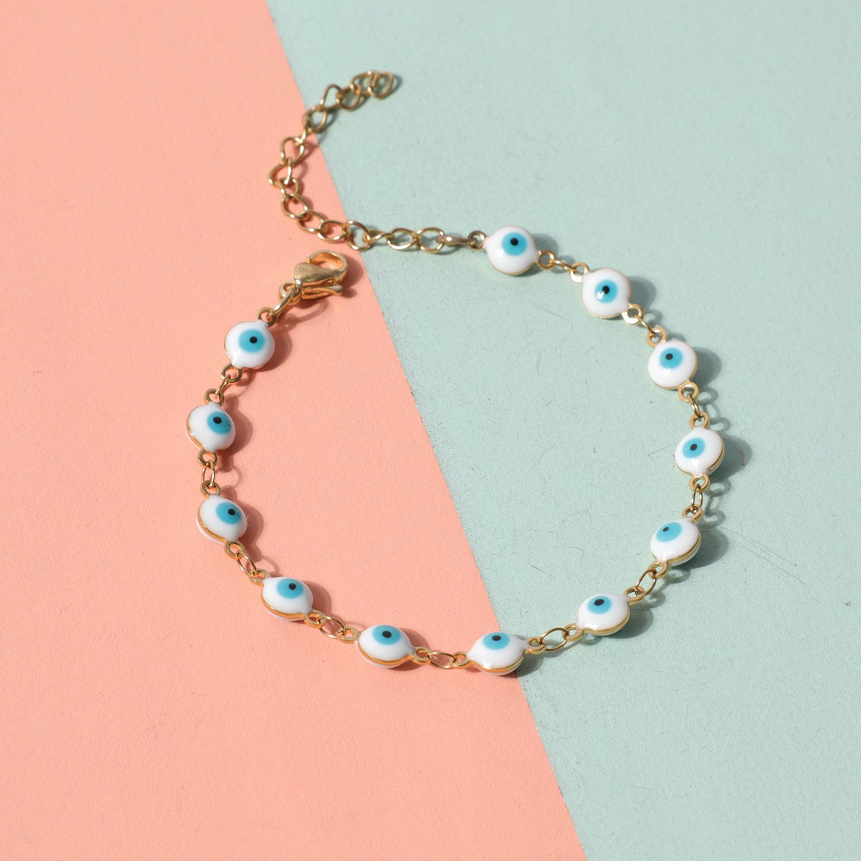 Gold   white Bracelet:17-5cm