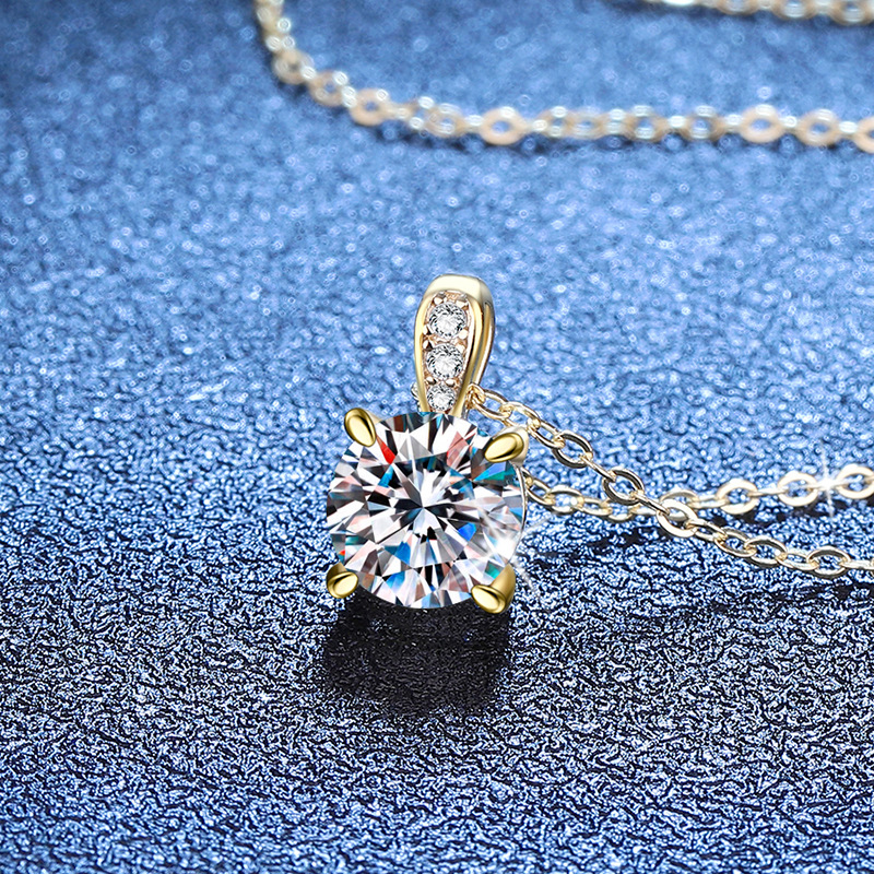 14K Gold color 6.5mm high carbon stone