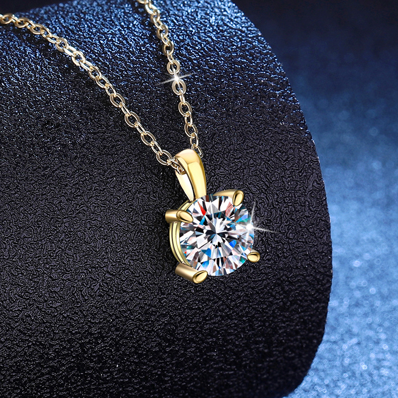 14K Gold color 6.5mm high carbon stone