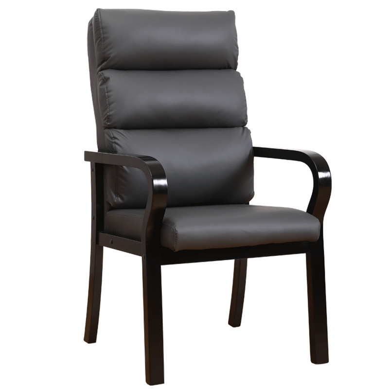 Grey scratch-proof leather black curved wood armrest 816