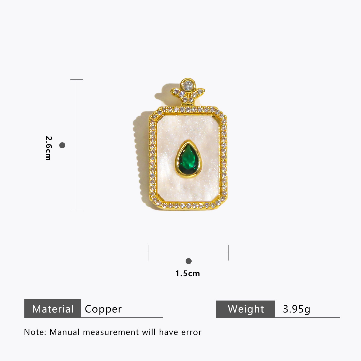 3:Green water drop square pendant