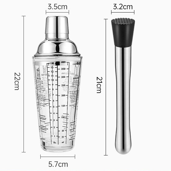 [set of 2] 400ml glass shaker crushed popsicles
