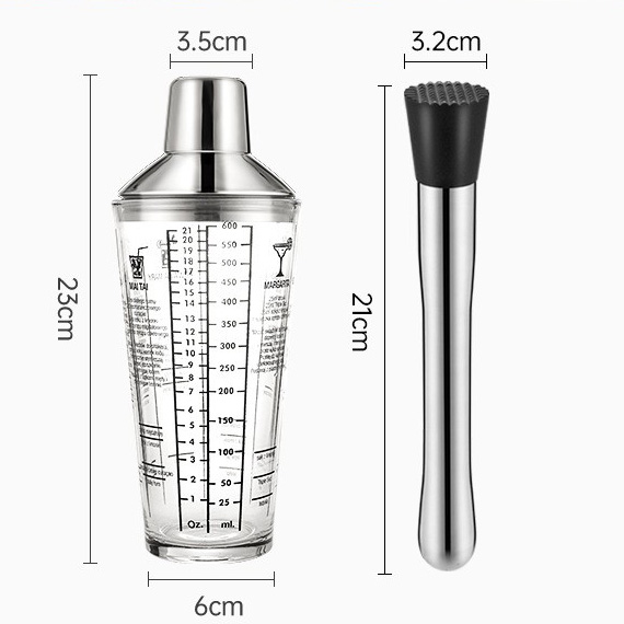 [set of 2] 600ml glass shaker crushed popsicles