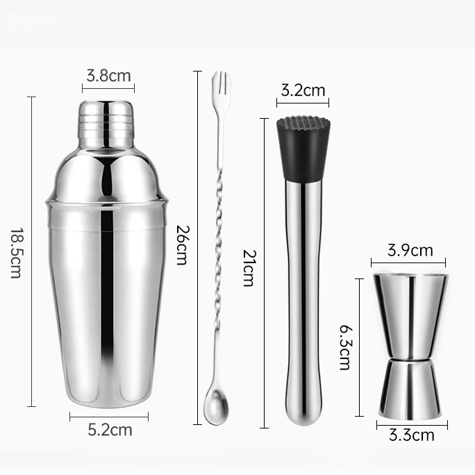 [set of 4] 550ml304 all-steel shaker crushed popsicles bar spoon steel measuring cup