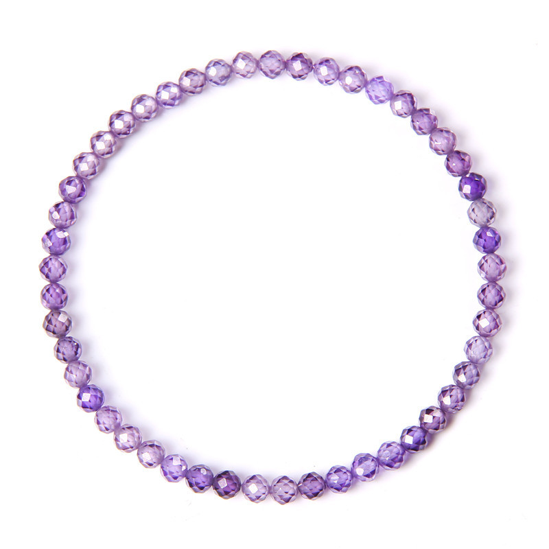 4:Purple Zircon 4mm Facet Bead Bracelet