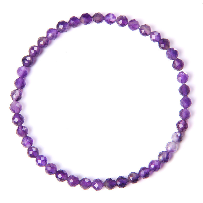 6:Amethyst 4mm Cut Bead Bracelet
