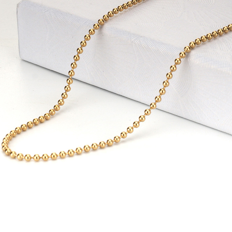 3:18K gold round bead chain (necklace)