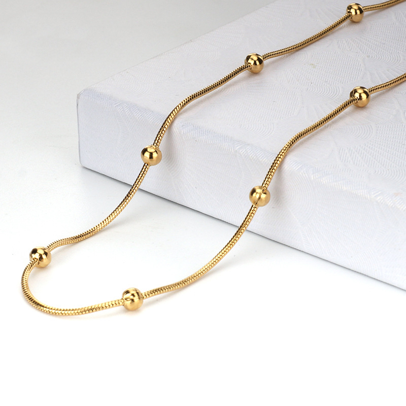 4:18K gold small round bead snake bone chain (necklace)