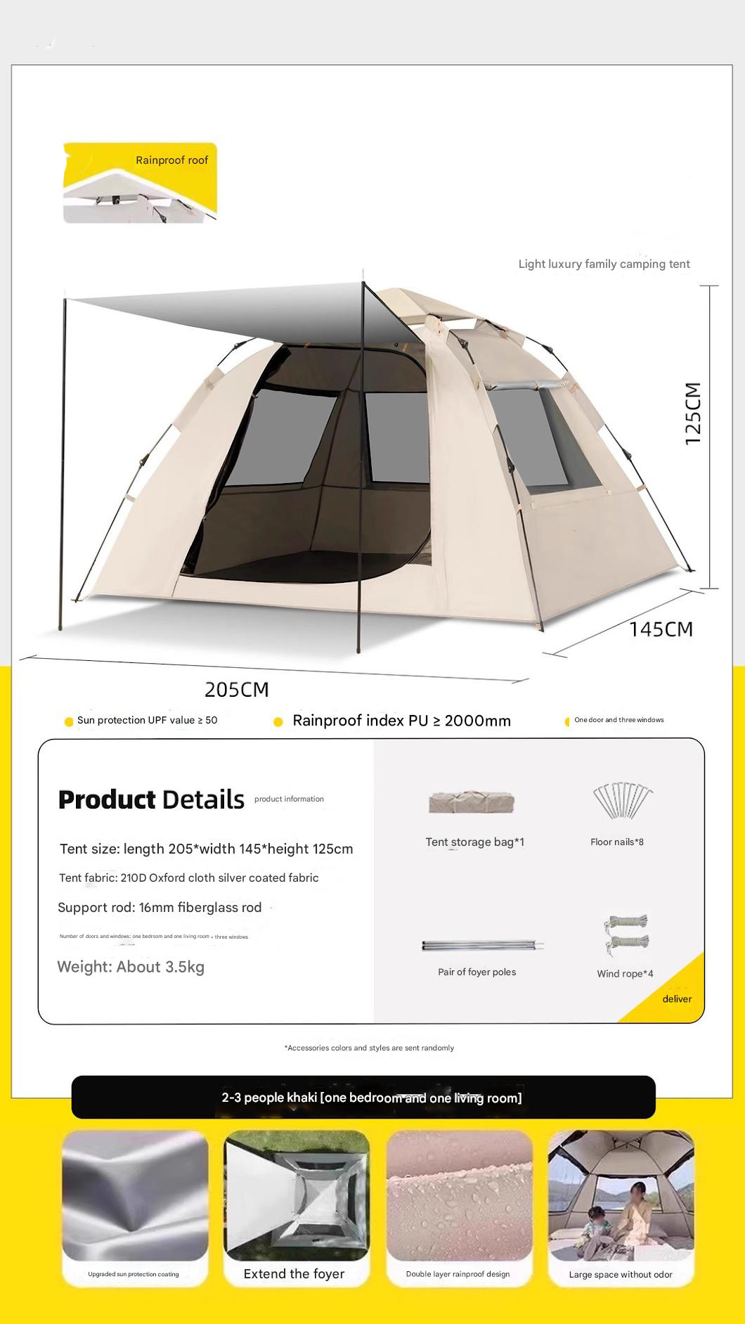 Khaki for 2-3 people [one bedroom and one living room]