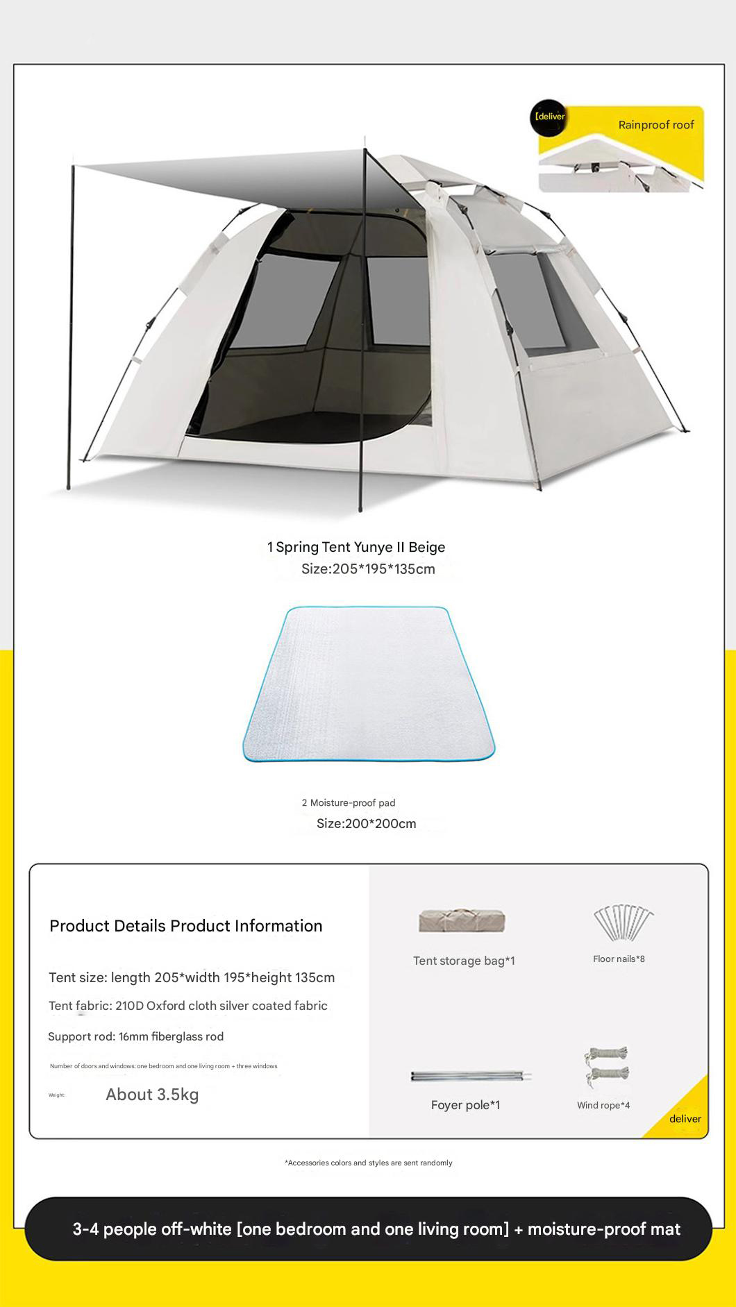 Off-white [one bedroom and one living room] moisture-proof mat for 3-4 people