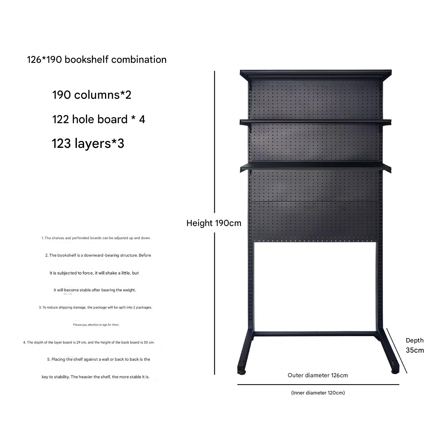 Black three layers 126*35*186cm