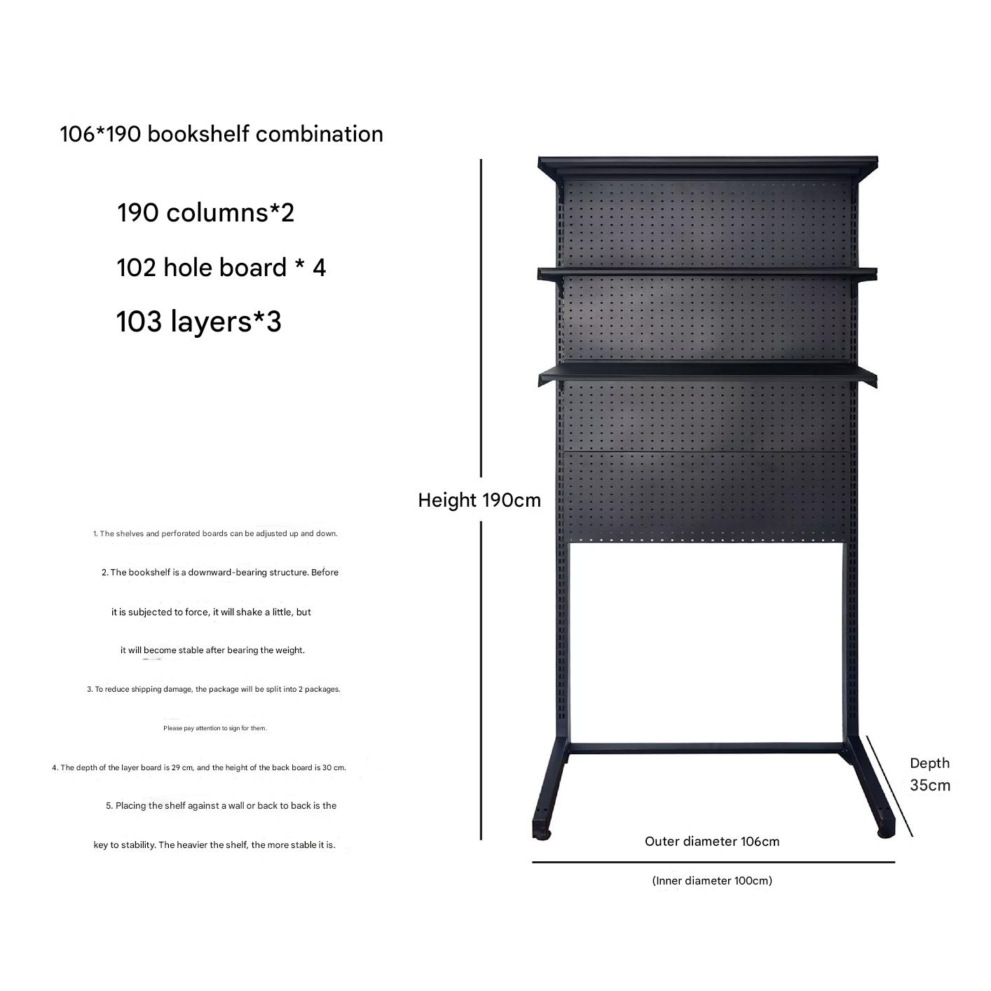 Black three layers 106*35*186cm