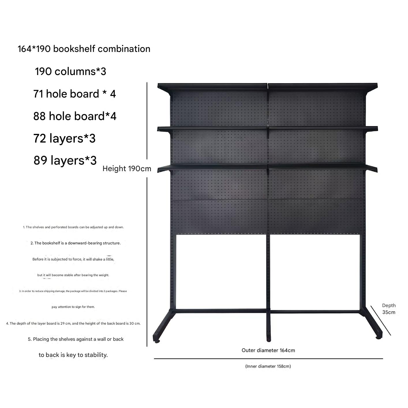 Black three layers 164*35*186cm