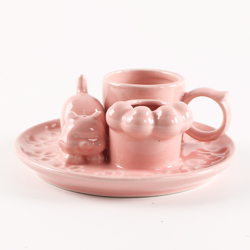 4:Casual cat round handle pink