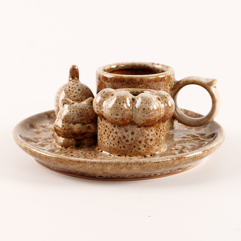 5:Casual cat round handle spotted white