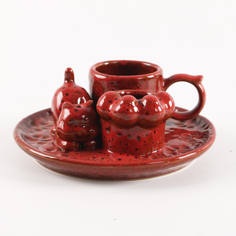 6:Casual cat round handle red