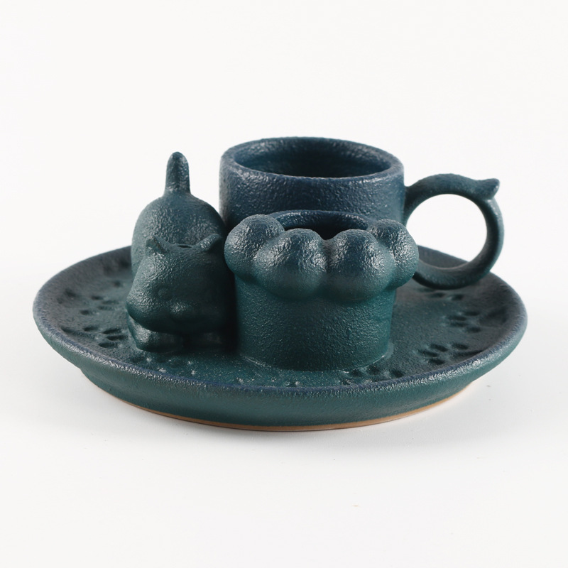 7:Casual cat round handle blue