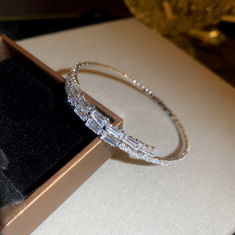 2:silver zircon open bracelet
