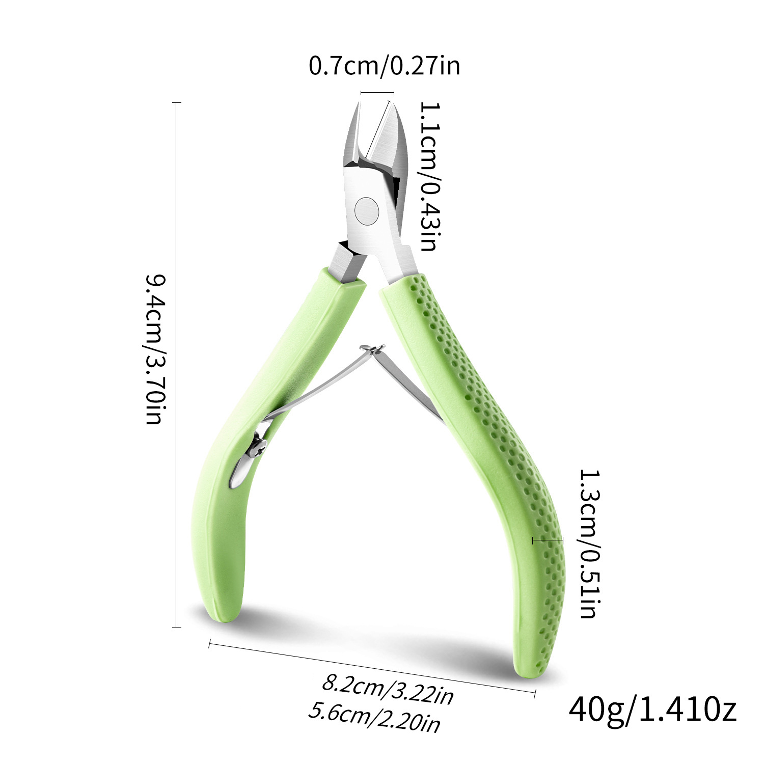 Green silicone handle dead skin scissors (opp bag)