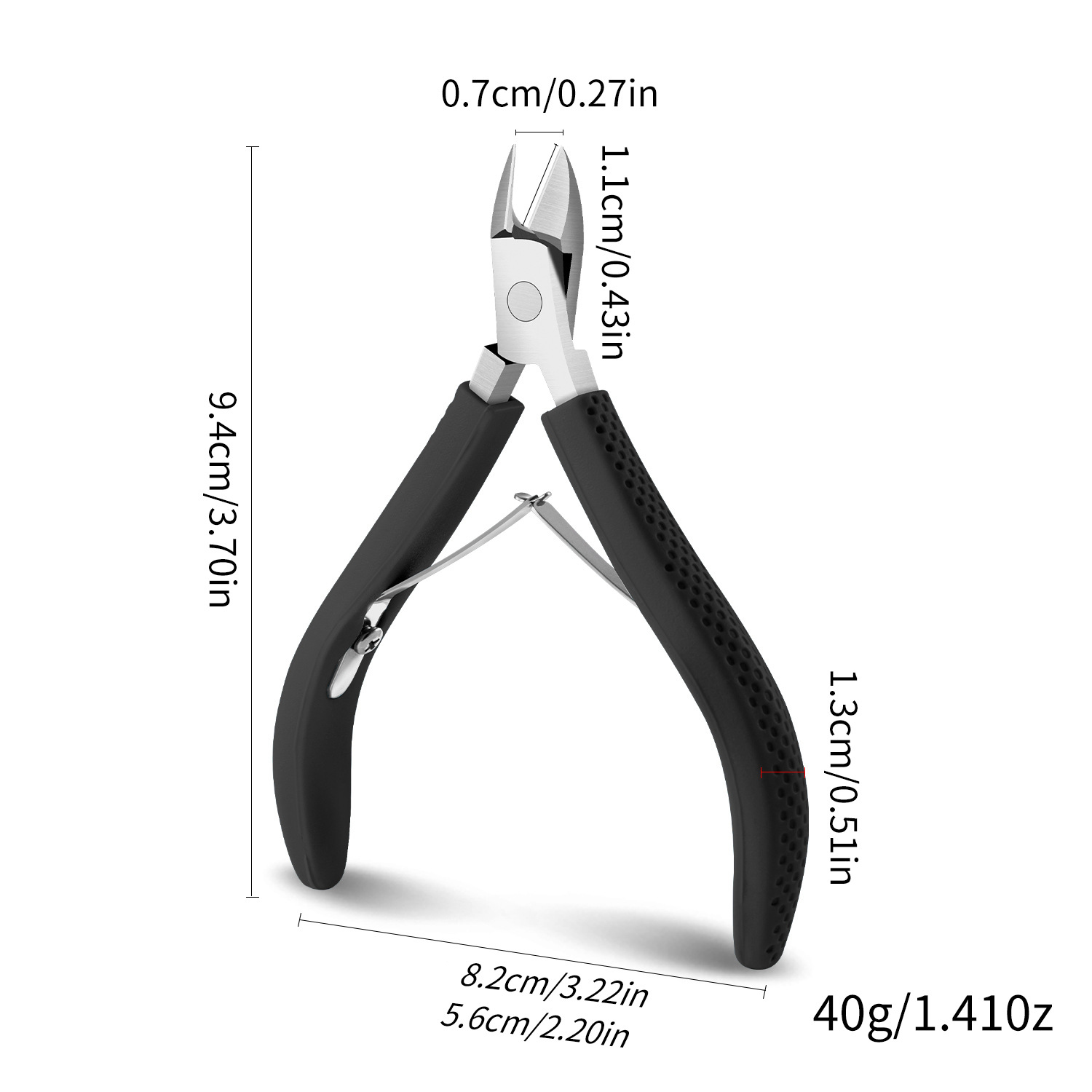 Black silicone handle dead skin scissors (opp bag)