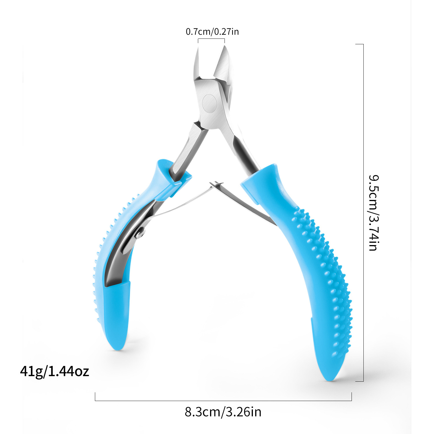 blue plastic handle manicure dead skin pliers (opp bag)