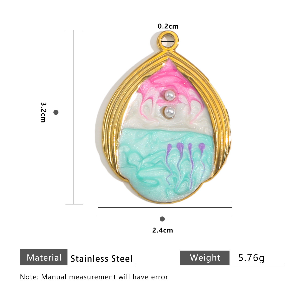 Water drop 2 pearl gradient - pink   white   green